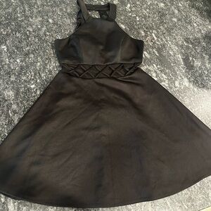 My Michelle Black A-Line Dress With Criss-Cross Detailing (S)